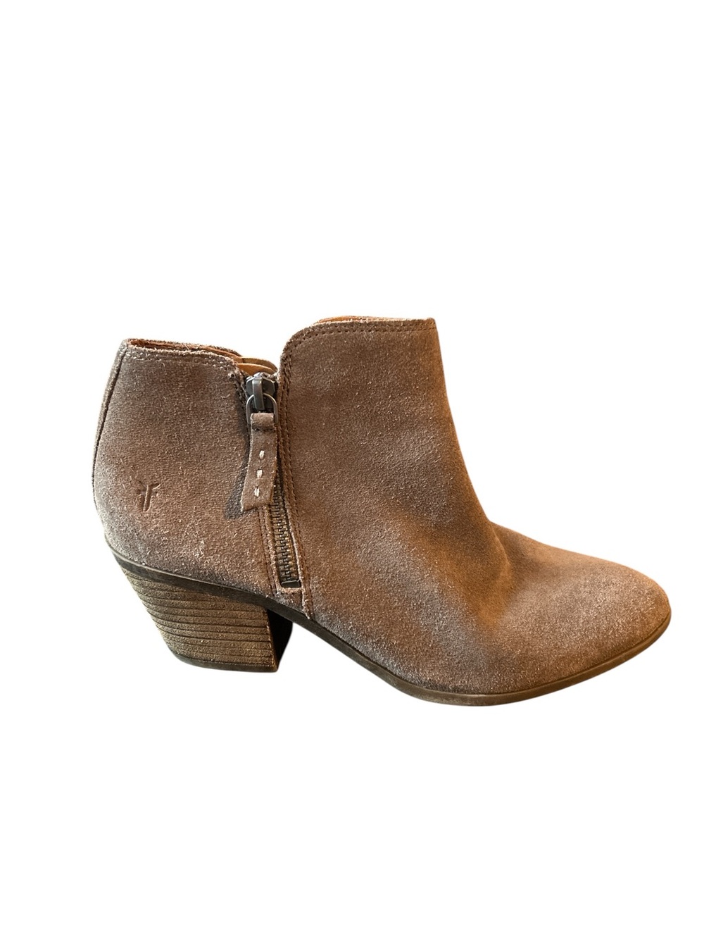 FRYE Boots Judith Zip Ankle Bootie Leather Suede Taupe Women's Size 7